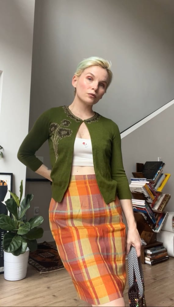 VTG 90s Plaid Pencil Skirt Etsy