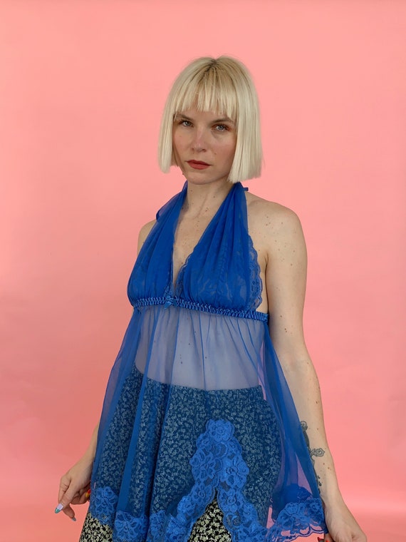 Vintage Blue Fredericks of Hollywood Top