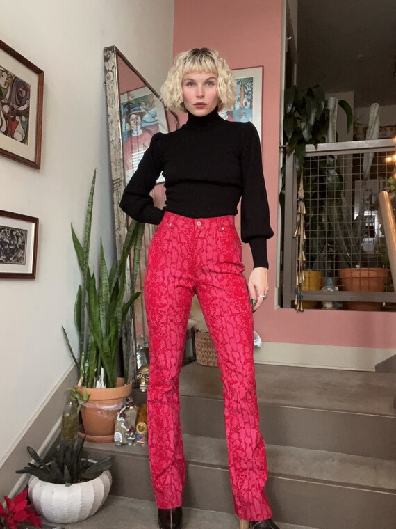 VTG Guess Red Snake Printed Jeans