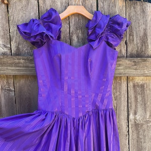 VTG 80s Violet Stripe Floor Length Gown image 6
