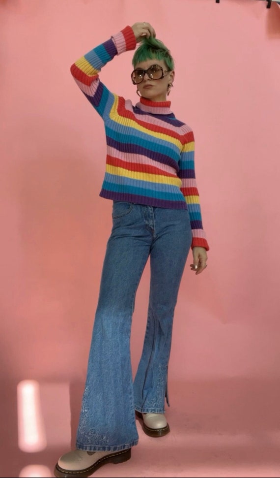 VTG Y2K Rave Girl Denim Flares