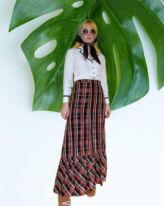 Vintage 70s Plaid Maxi Skirt