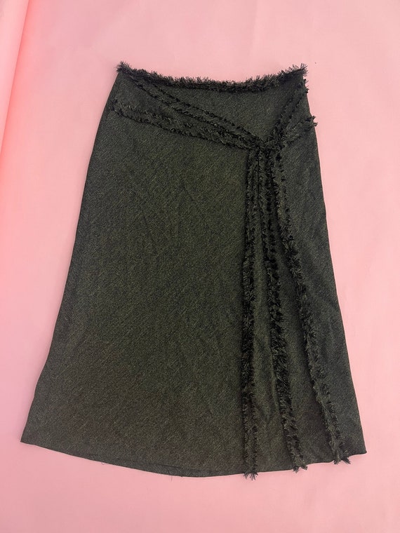 VTG Frayed Black/Brown Midi Skirt