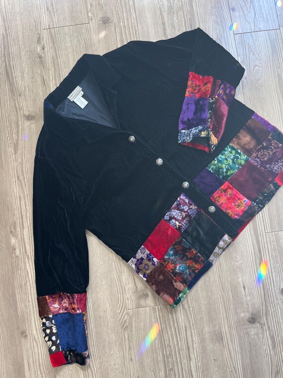 VTG 90年代ベルベットパッチワークジャケット - Etsy 日本