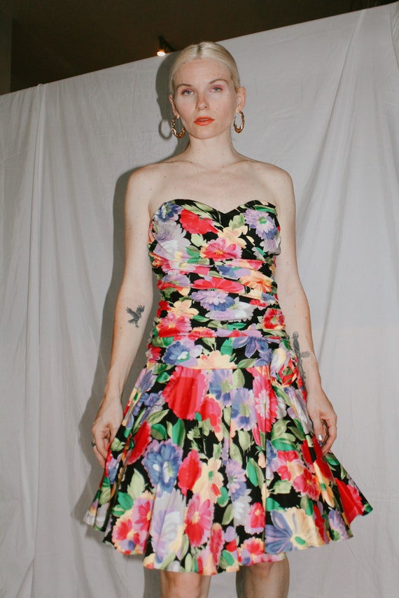 Vintage 80s/90s Bold Floral Print Dress