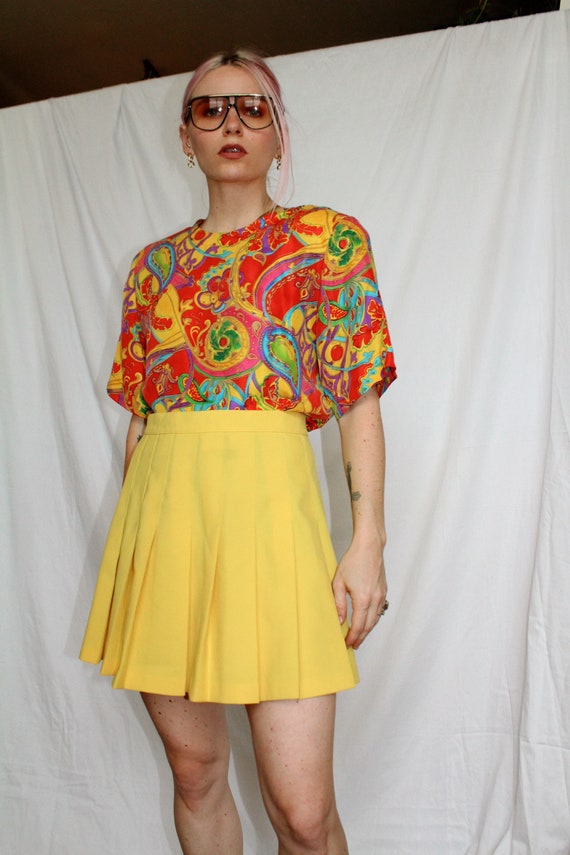 Vintage 80s | Printed Silk Top