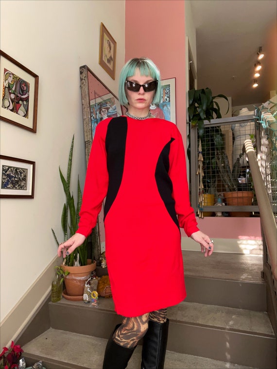 VTG 80s/90s Red and Black Knit Dress
