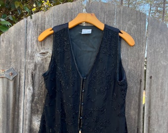 VTG 90s Black Beaded Vest