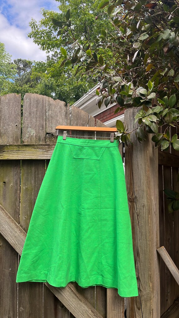 VTG 70s Bright Green A Line Skirt - image 3