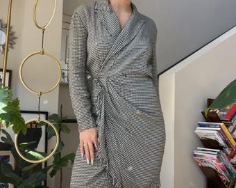 VTG jaren 90 wikkeljurk met gingham-ruit