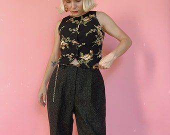 Vintage 80s Black/Charcoal Speckled Wool Trousers