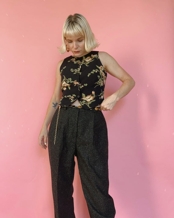 Vintage 80s Black/Charcoal Speckled Wool Trousers