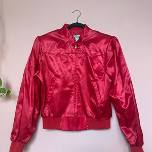 VTG 80s Red Western Nylon Bomber Jacket