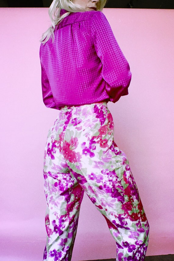 Vintage Floral Print Trousers - image 2