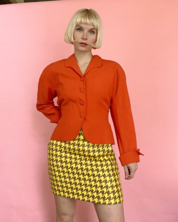 VTG The Limited Yellow/Taupe Houndstooth Tweed Mini