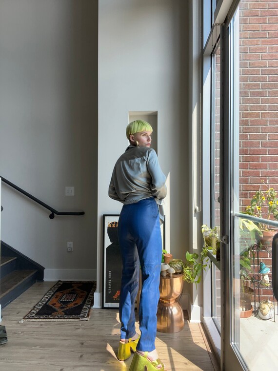 VTG 80s Blue Leather Pants