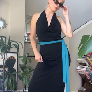 black long halter neck dress Backless Halter Maxi Dress main image 0