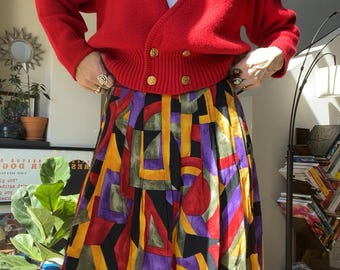 VTG 80s Printed Pleated Skirt