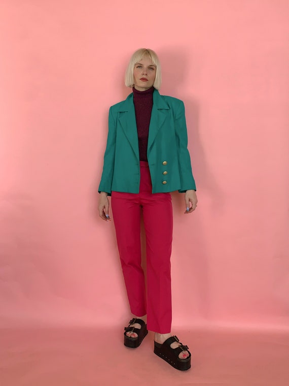 Vintage 80s Turquoise Blazer
