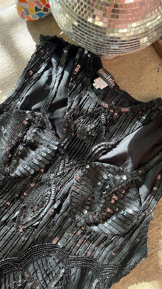 VTG Black Silk Beaded Dress - image 6