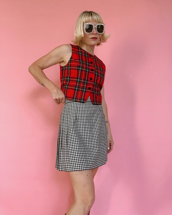 VTG Red Tartan Tommy H Wool Vest