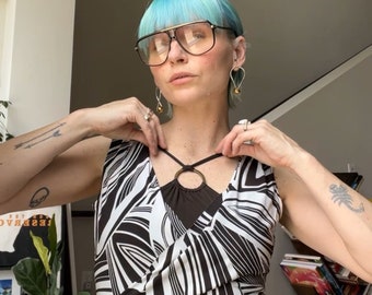 VTG Y2K Braun / Weiß Gedrucktes Top