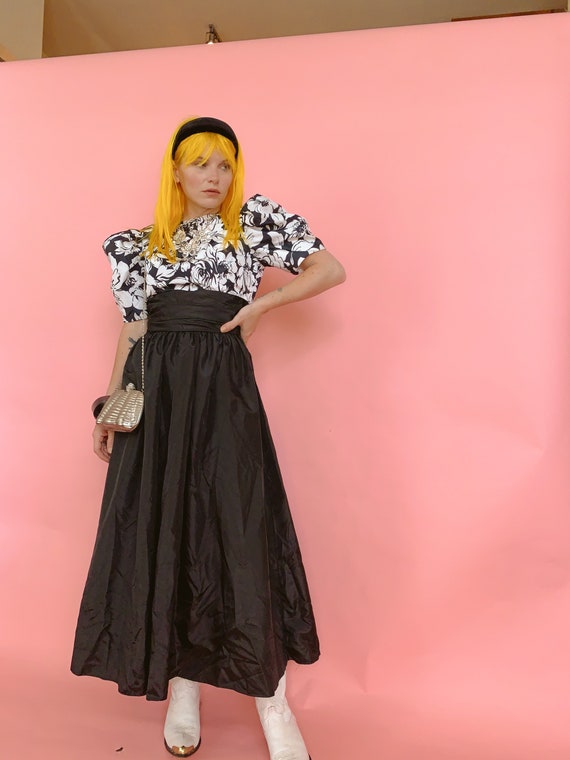 80s B/W Floral Dress