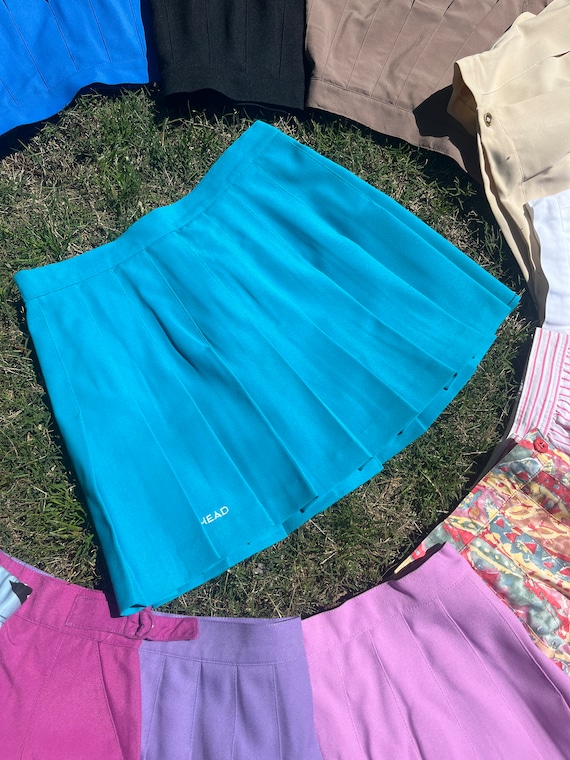 VTG 90s Turquoise Head Pleated Mini Skirt