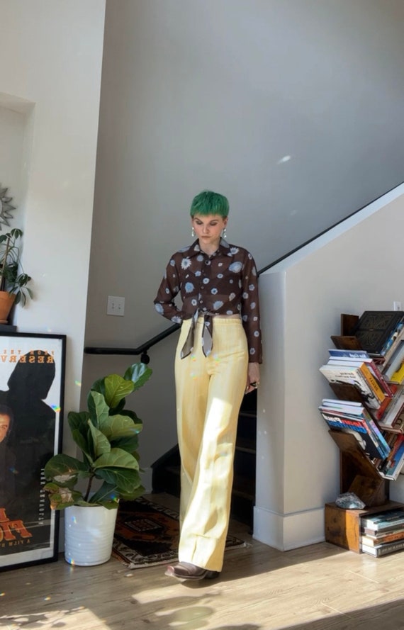 VTG 60s Marbled Yellow Trousers - image 3