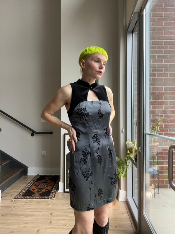 VTG 90s Satin/Velvet Floral Mini Dress