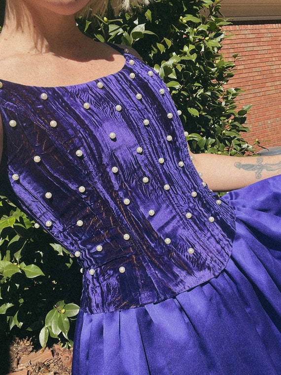 VTG 90s Scott McClintock Velvet Corseted Gown with Pearl Accents