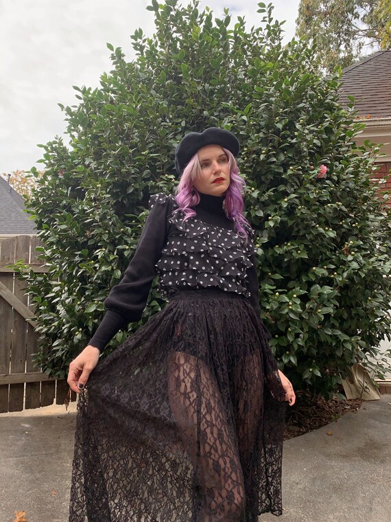 80s Ruffle Polka Dot Top