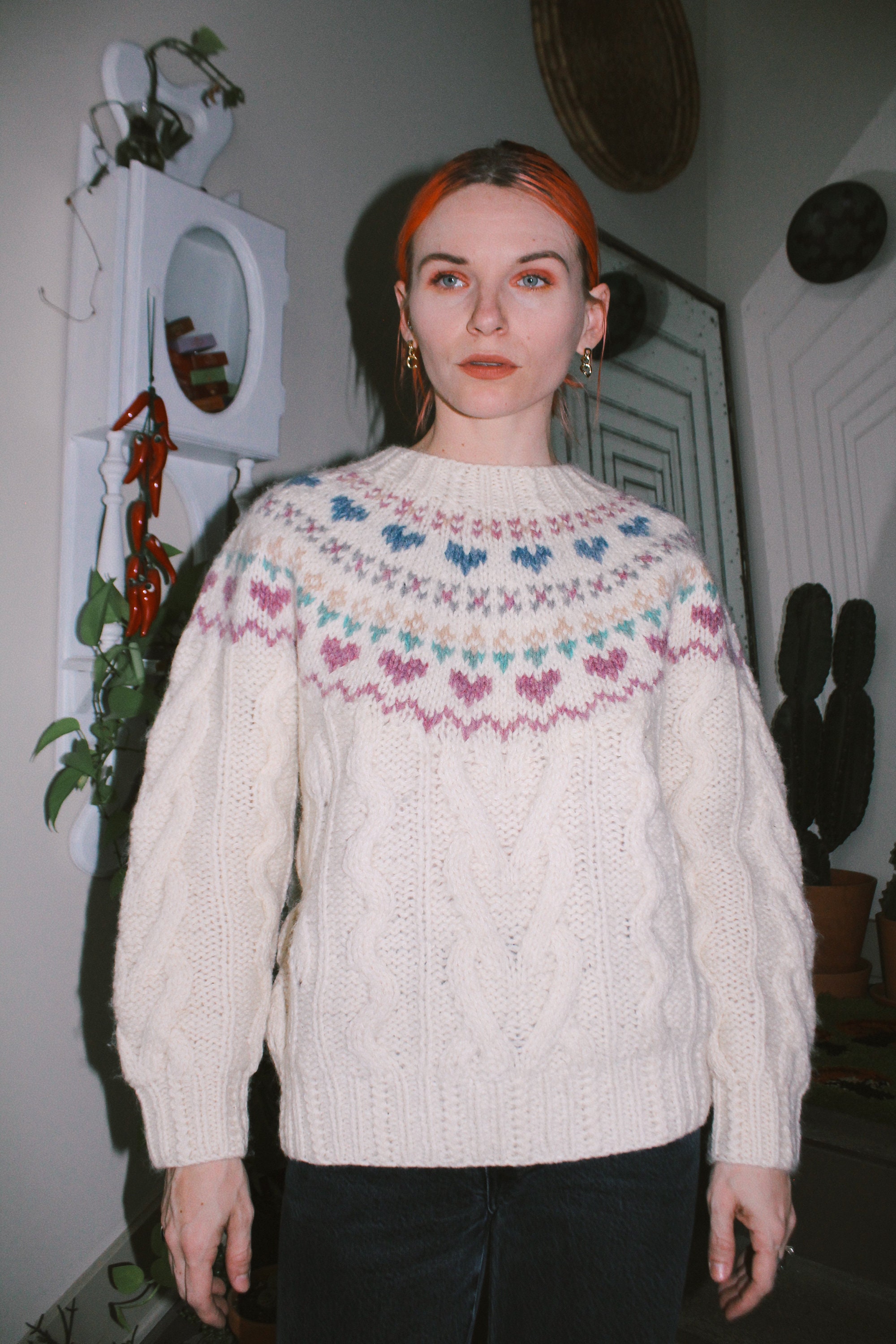 Vintage Heart Hand Knitted Sweater