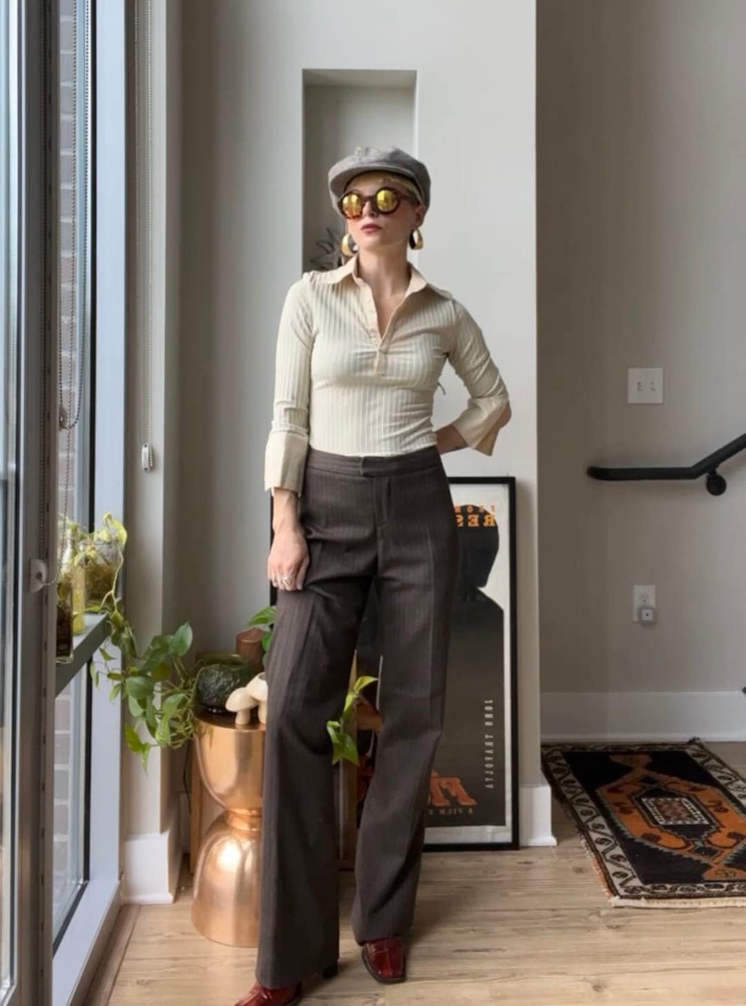 Brown Pinstripe Pants