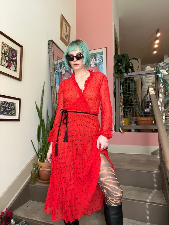 VTG 70s Red Sheer Dress