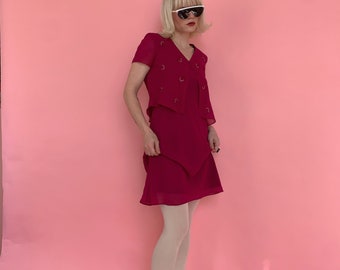 Vintage 90s Magenta Swirl Dress