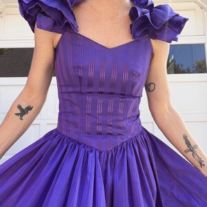 VTG 80s Violet Stripe Floor Length Gown image 7