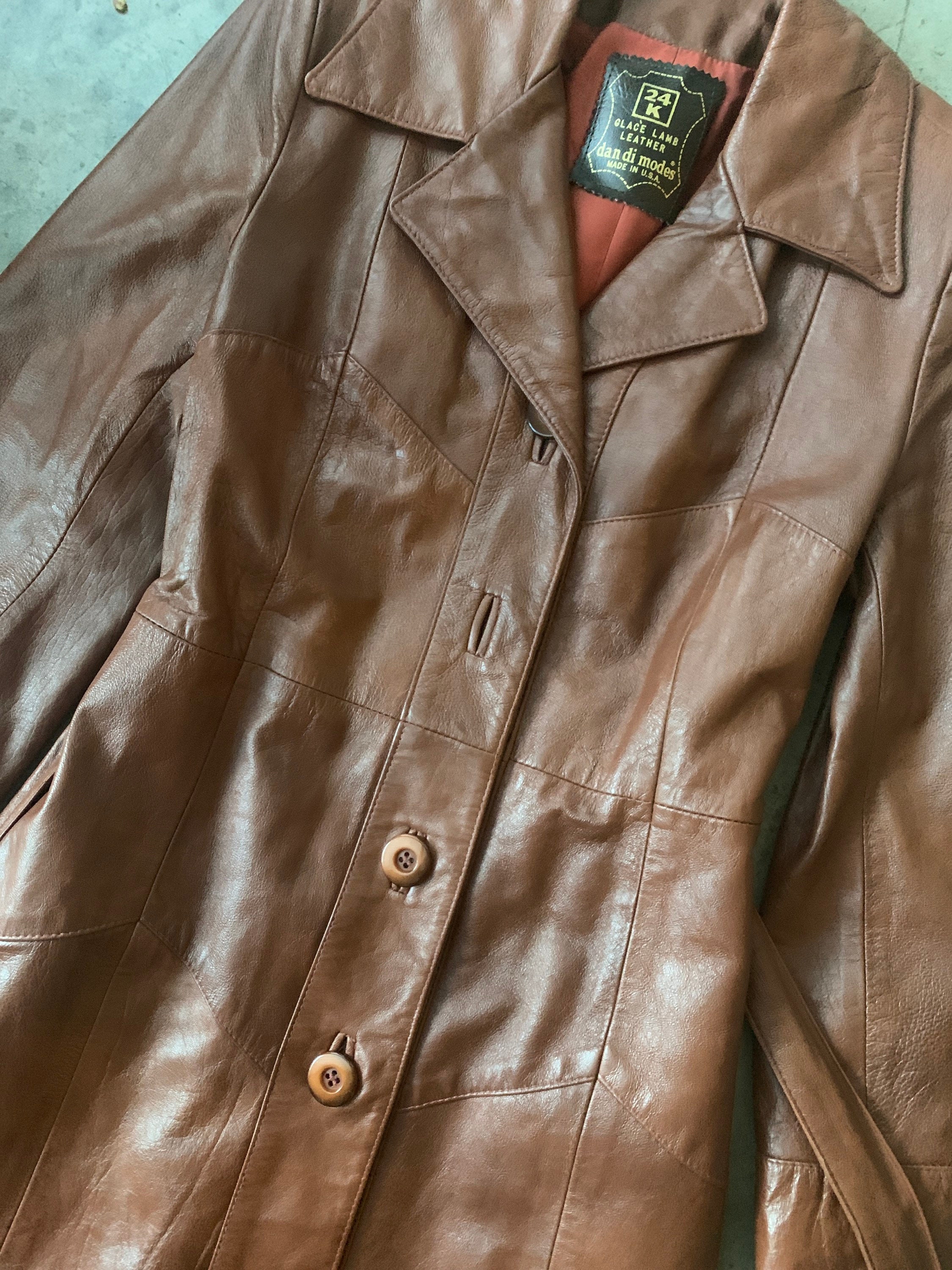 Vintage 70s | Brown Leather Trench