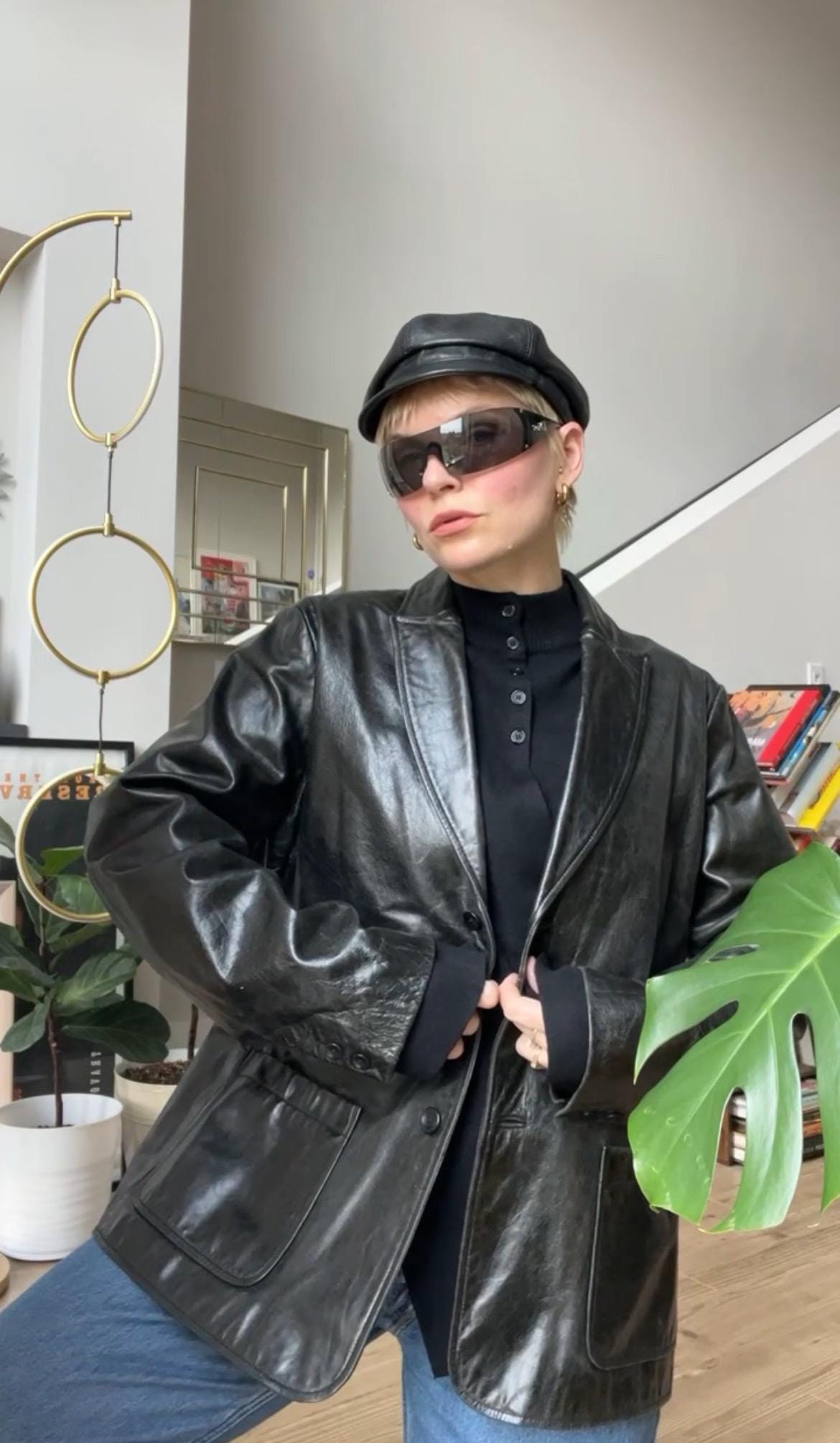 VTG 90s Gap Black Leather Blazer - Etsy