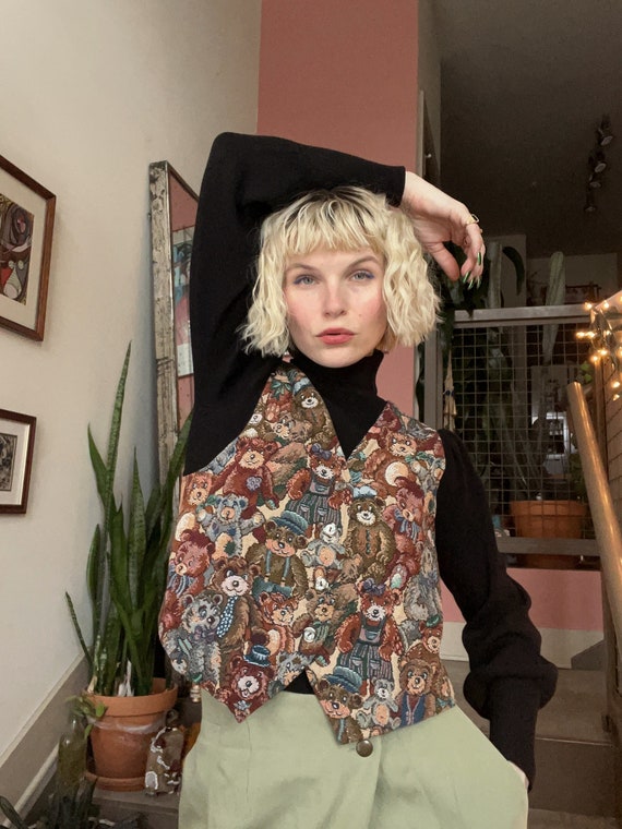 VTG Teddy Bear Tapestry Vest
