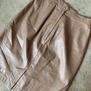 Taupe Leather Pencil Skirt image 4