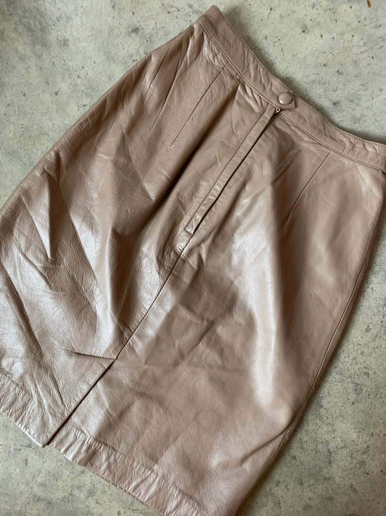 Taupe Leather Pencil Skirt image 4