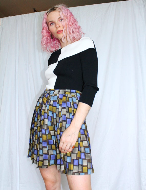 Vintage 90s | Pleated Printed Mini