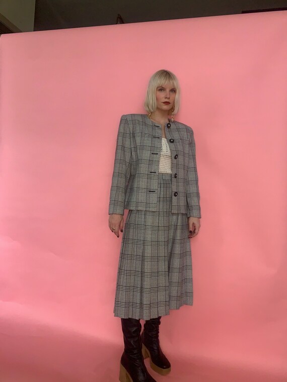 Vintage Plaid Skirt Suit