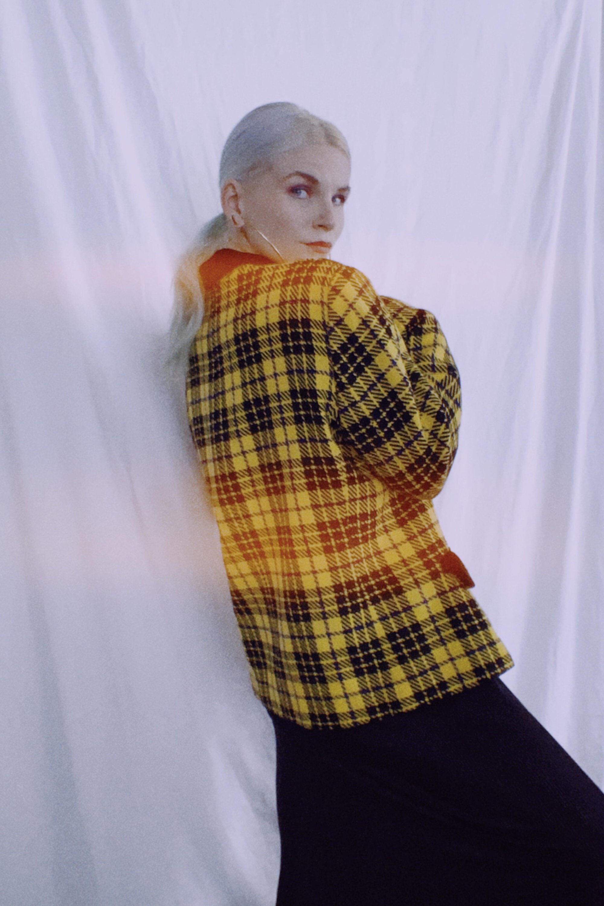 yellow plaid skirt and blazer vintage