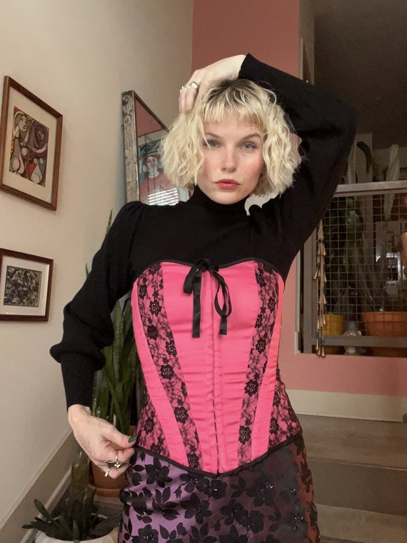 VTG Y2K Pink/Black Corset