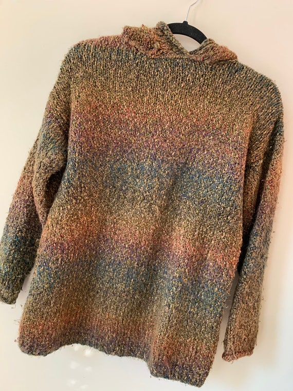 Vintage 90s Handknit Hooded Sweater - image 4