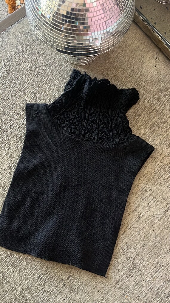 VTG 80s Black Knit Turtleneck Dickie Faux Turtleneck