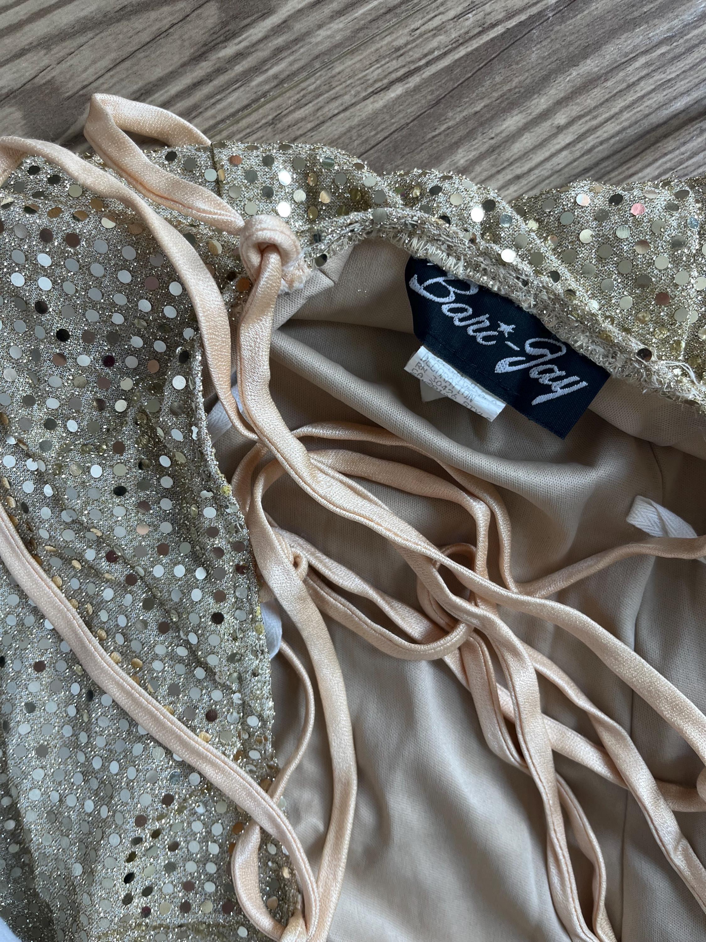 Vtg 90s Bari Jay Gold Metallic Gown