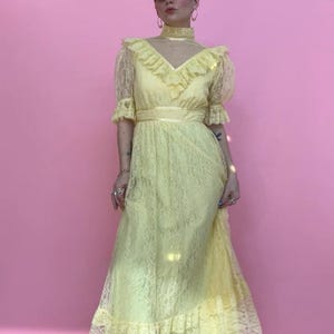 VTG 70s Jcpenney Yellow Lace Dress - Etsy VTG 70s Jcpenney Yellow Lace Dress - Etsy